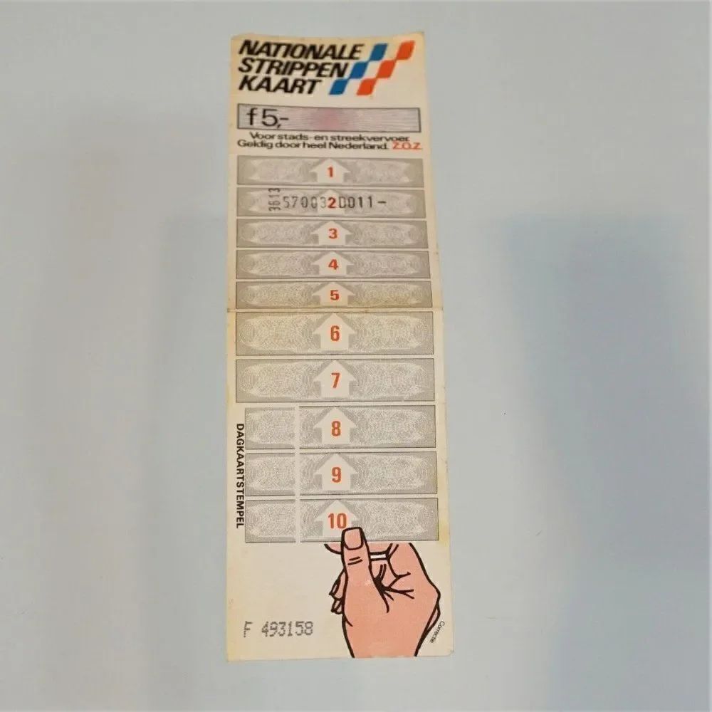 Vintage Dutch National Strippen Kaart Netherlands 1981 Transportation Fare Card